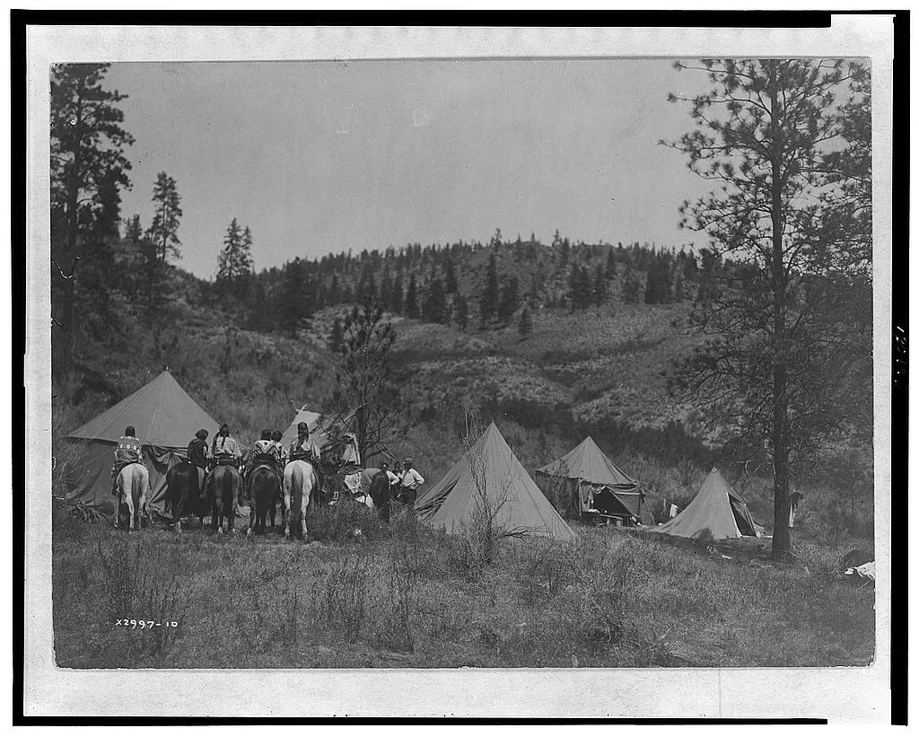 Author's camp among the Spokan, Washington, 1910