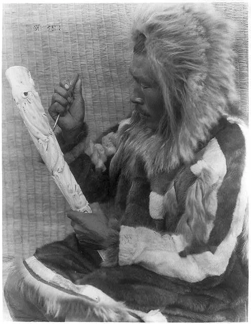 The ivory carver--Nunivak, Alaska, Nunivak Island, 1929