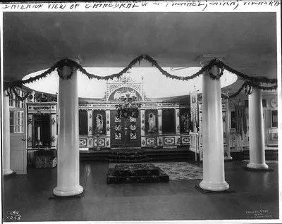 Interior view of Cathedral of St. Michael, Sitka, Alaska, 1899