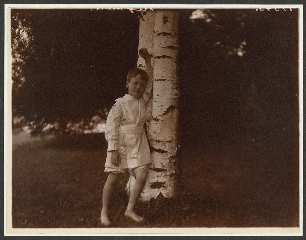Quentin Roosevelt at the birch tree, 1904