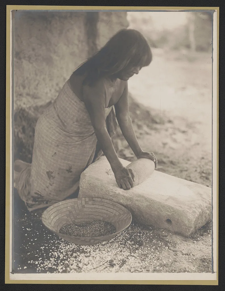 Maricopa Woman Mealing, Arizona, 1907
