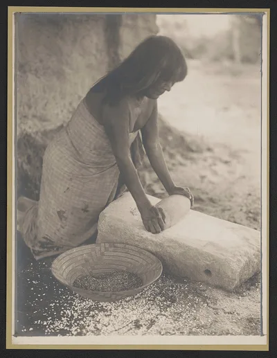 Maricopa Woman Mealing, Arizona, 1907