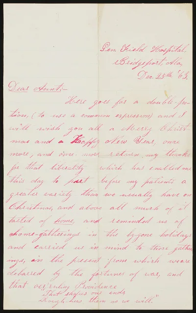 [Letter from Private Edward W. Curtis, General Field Hospital,…, 1863