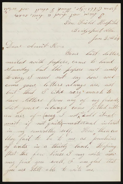 [Letter from Private Edward W. Curtis, General Field Hospital,…, 1864