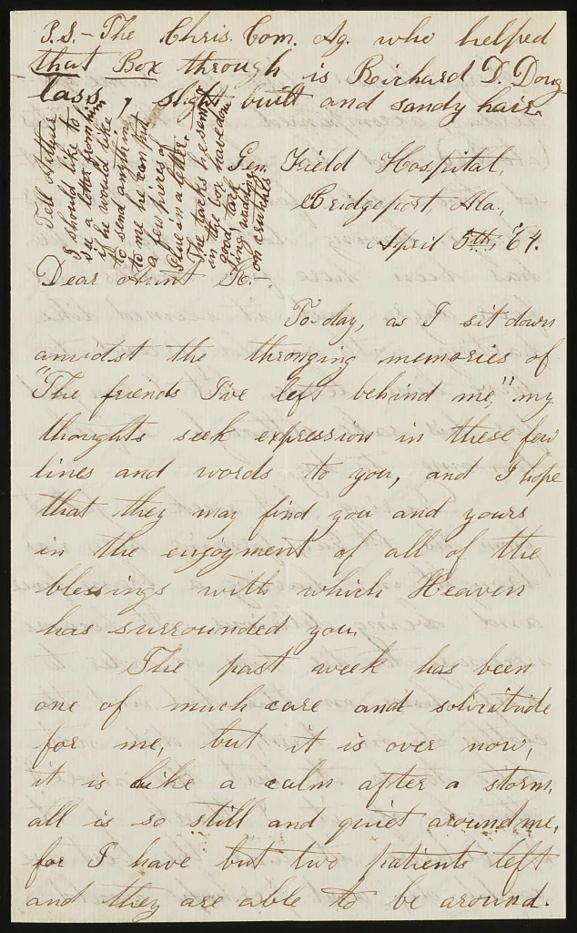 [Letter from Private Edward W. Curtis, General Field Hospital,…, 1864