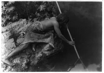 Hupa fisherman, California, 1923