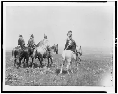 The chief and his staff, Apsaroke Indians, 1905