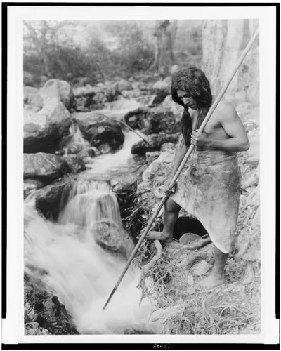 Watching for salmon--Hupa, California, 1923
